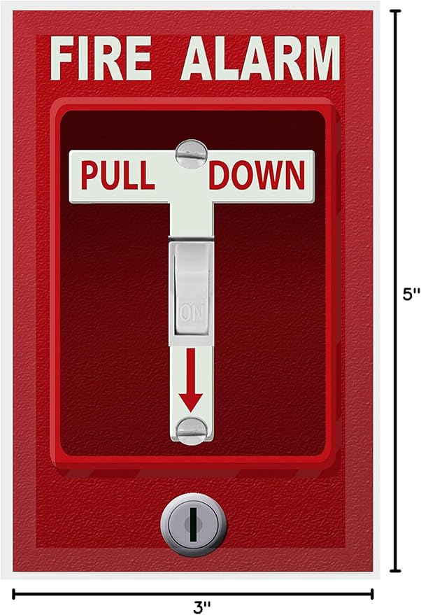 Fire Alarm Cool Light Switch Plate Cover for Teens Room Fun Novelty Gift Decorative Decor Bedroom (Fire Alarm)