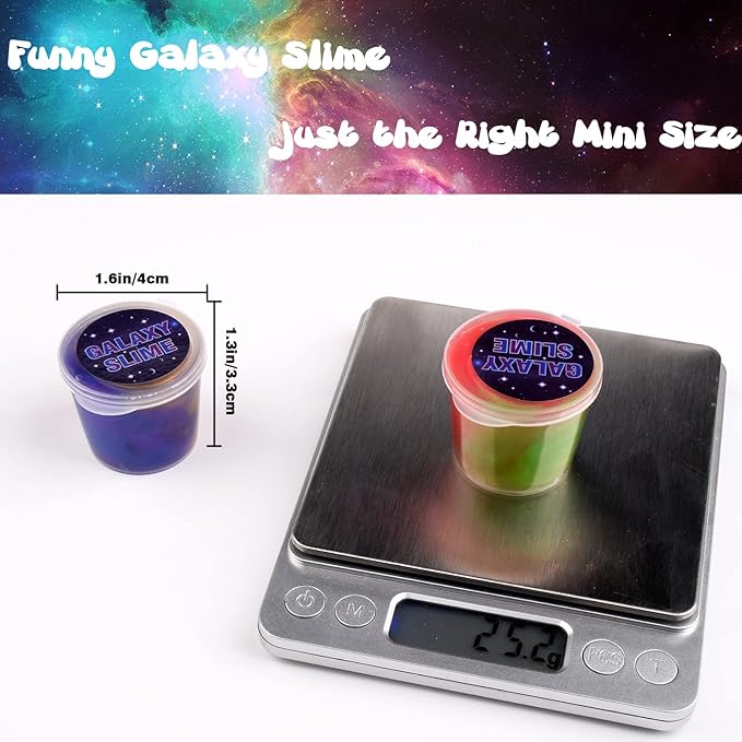 Galaxy Slime Kit 12 Pack, Mini Slime Christmas Party Favor for Kids Goodie Bag Stuffers, Smooth, Soft and Non Sticky, Stress & Anxiety Relief Colorful Slime Pack Toy for Girls Boys