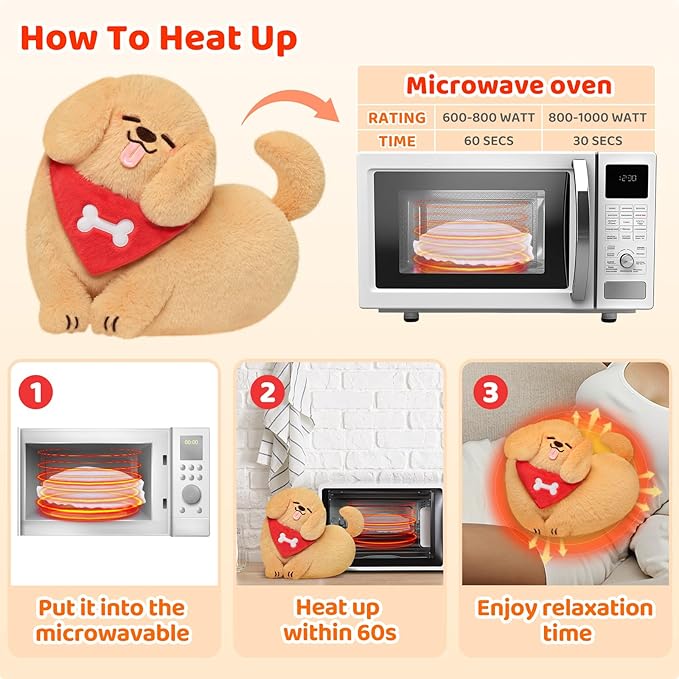 Lovely Corgi Plush Microwavable Stuffed Animals, Unscented 0.9 lbs Volcanic Rock Heatable Heating Pad 50-Minute Lasting Warmth Perfect for Period Cramps Menstruation Stress Relief Gifts Girls Women
