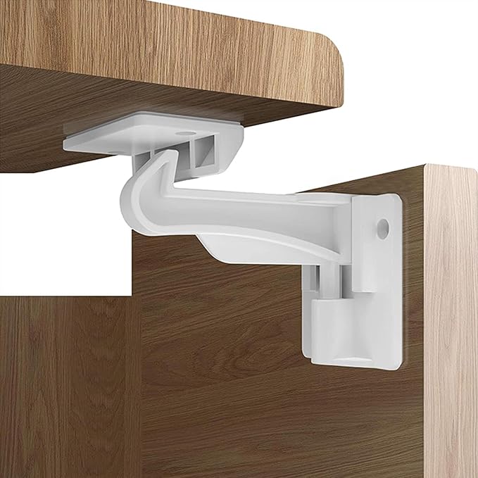20 Pack Upgraded Invisible Baby Proofing Cabinet Latch Locks - No Drilling or Tools Required, Children Proof Cupboard Drawers Latches, Works with Most Cabinets and Drawers - Adhesive Easy Installation