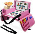 Car Seat Tray for Kids Travel, Carseat Tray for Toddler Road Trip Activities, Car Trays for Kids Road Trip Essentials, Travel Trays for Airplane, Toddler Car Seat Lap Table - Pink
