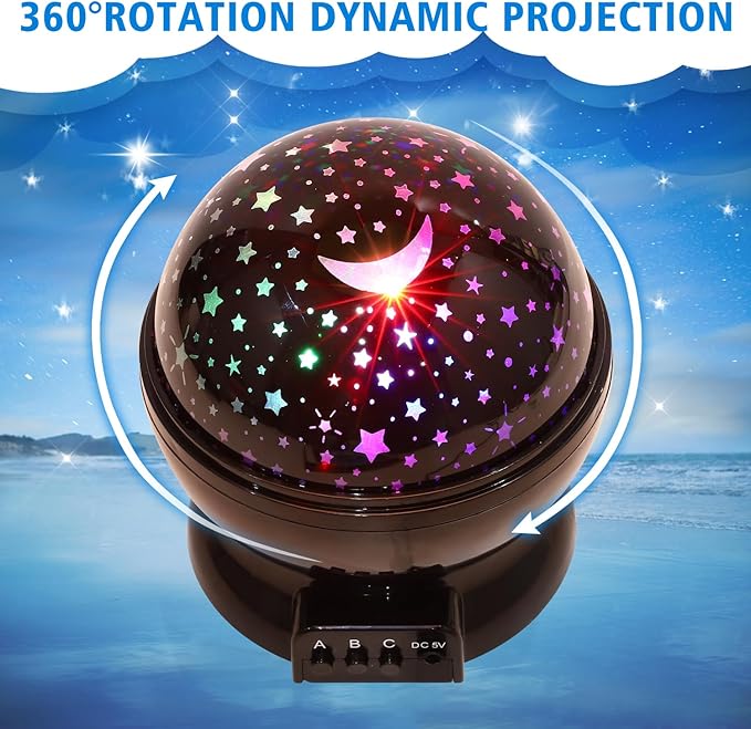 RICTLY Night Light for Kids, Kids Night Light Nebula 360 Degree Rotation - 4 LED Bulbs 12 Light Color Star Projector Changing with USB Cable, Romantic Gifts for Men Women Children