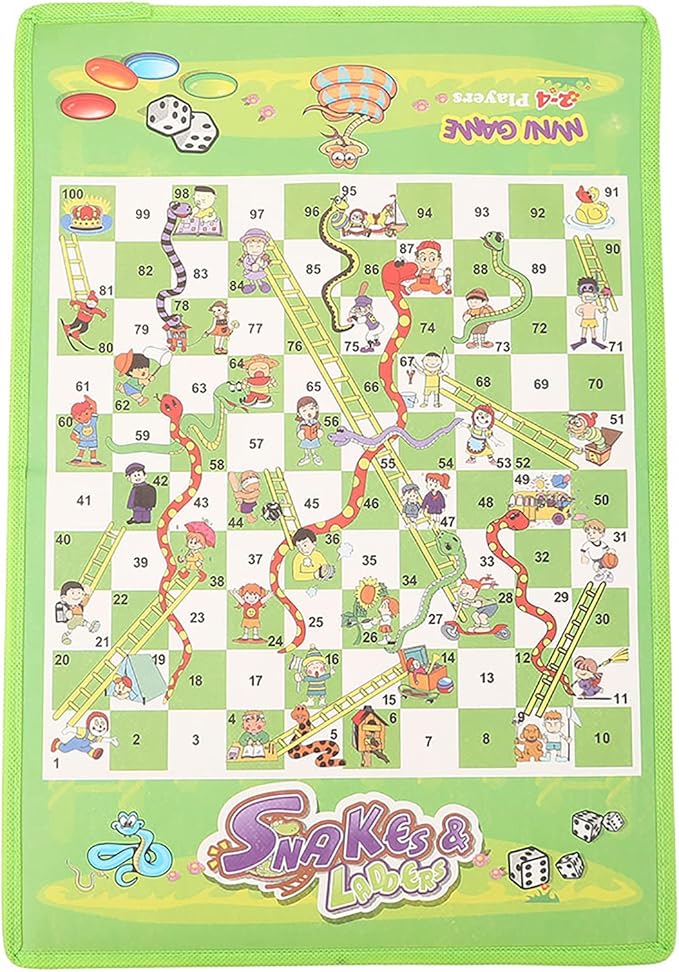 Snakes and Ladders Board Game, Portable Flying Chess Toy Set Educational Board Game for Kids and Adults
