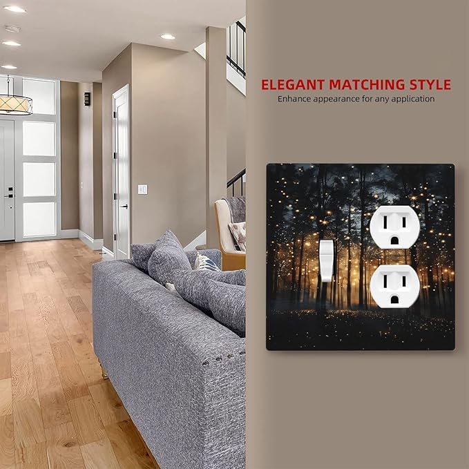 Whimsical Nature Enchanted Forest Landscape Wallplates 1 Toggle 1 Duplex Switch Plate Electrical GFCI Faceplate Decorative Light Switch Covers for Bedroom Living Room Decor