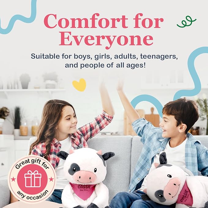 Lilly's Love Weighted Stuffed Animals for Adults & Kids — 5lb Calming Cow Plush for Anxiety, ADHD & Sensory | Machine Washable Weighted Stuffed Animal w/Removable Insert | Cassie The Cow