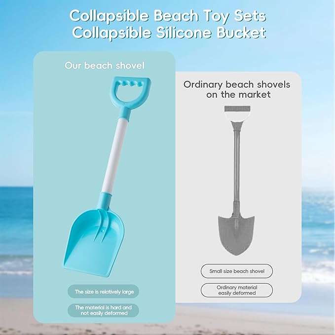 Sawaruita Beach Toys for Kids - Sand Toys Set Includes Collapsible Bucket Shovel and Mesh Bag 17 PCS, Toddlers Sandbox Toys Sandcastle Building Kit (Kids Beach Toy Set)