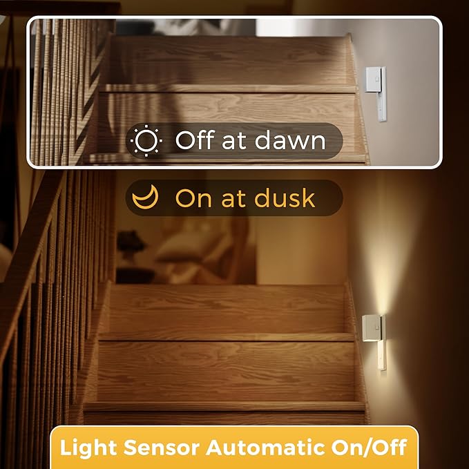 L LOHAS LED Night Light, 2 Pack Night Lights Plug into Wall, Dusk to Dawn Sensor, 0-100LM Adjustable Brightness, Soft White 3000K, Dimmable NightLight for Hallway, Bedroom, Stairway
