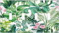 Tropical Palm Leaves Green Jungle Botanical Floral Flowers Light Switch Covers Quad Toggle Electrical Faceplate 4 Gang Wall Plate Decorative Switch Plates for Bedroom Living Room Decor