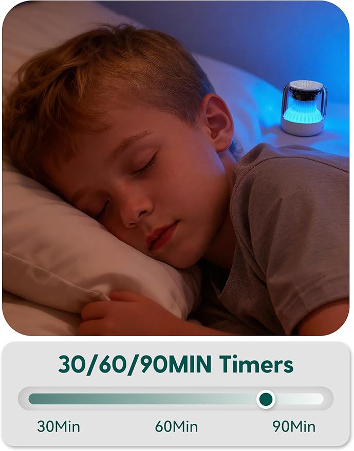 Babelio Pocket Glow White Noise Sound Machine - Upgraded 7 Color Night Lights, 20 Non-Looping Sounds, Timer & Memory Function, Portable for Adults & Babies, New Black