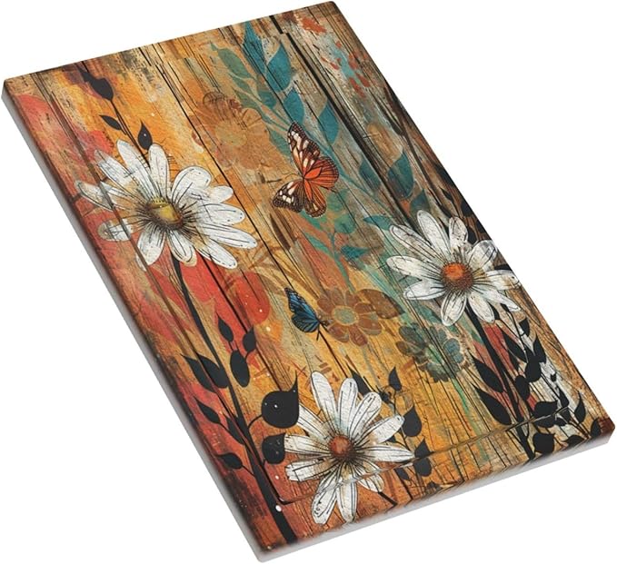 Light Switch Cover Vintage Wooden Daisies Butterflies Floral Decorative Switch Plates 1 Gang Blank No Device Outlet Covers Electrical Wall Plates for Bathroom Farmhouse Decor