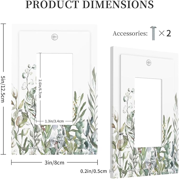 Wildflower Garden Rustic Green Leaf Floral Decorative Outlet Covers 1 Gang Single Rocker Light Switch Cover Plate Wall Plates GFCI Faceplate for Bed Room Living Room Decor