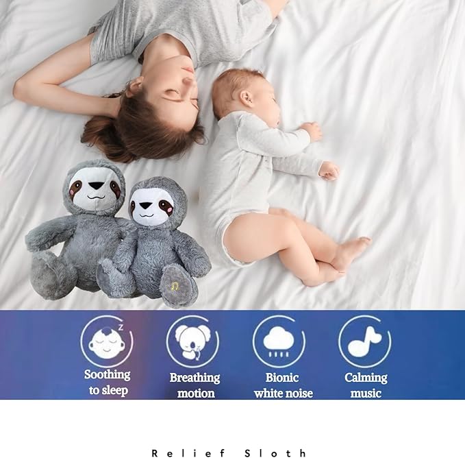 Anxiety Relief Koala, Breathing Teddy Anxiety Bear with Calming Music, Lights, Sleeping Otter Plush, Soothing Sloth for Adults & Kids, Stress Relief Stuffed Animal (3-Level Adjustable Volume)