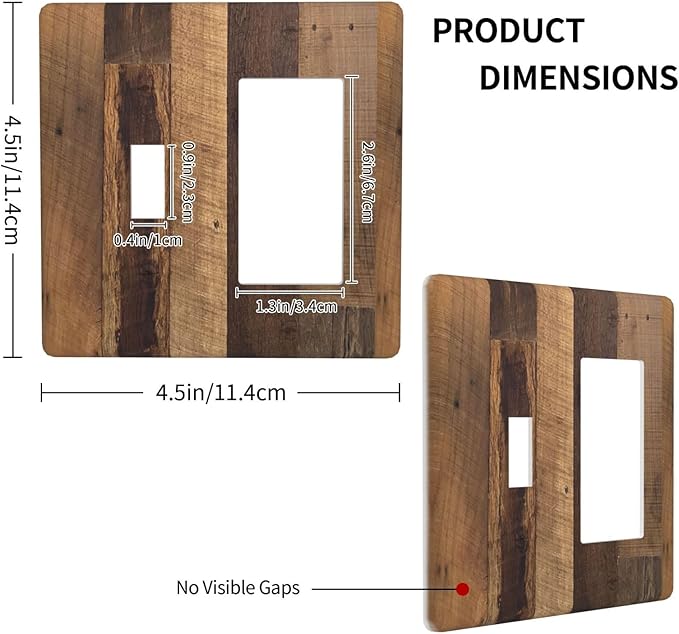 Outlet Covers Natural Wood Brown Wooden Planks 1 Toggle 1 Rocker Combination Decorative Wall Plate Electrical Switch Plates Light Switch Cover Plate For Farmhouse Cabin Decor