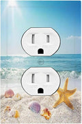 Outlet Covers Summer Beach Colorful Seashell Starfish 1 Gang Duplex Light Switch Cover Decorative Switch Plates Electrical Receptacle Faceplate Wall Plate For Kids Room Nursery Decor