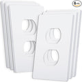 Bates Screwless Duplex Wall Plates, 6 Pack White - Screwless Wall Plate Cover - Electrical Wall Outlet Cover