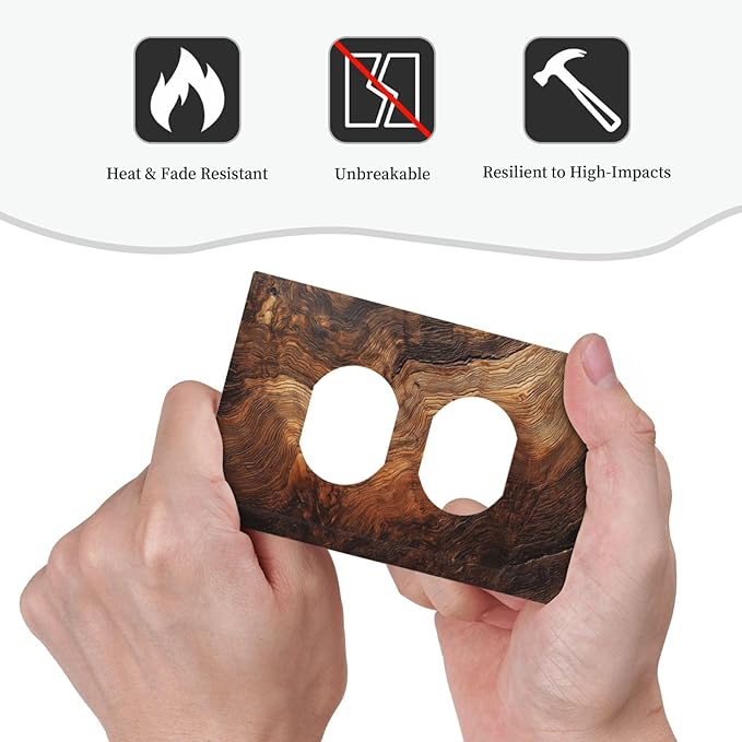 Natural Wood Grain Texture Old Tree Trunk Print Outlet Covers 1 Gang Duplex Light Switch Cover Decorative Switch Plates Electrical Receptacle Faceplate Wall Plate for Farmhouse Home Decor