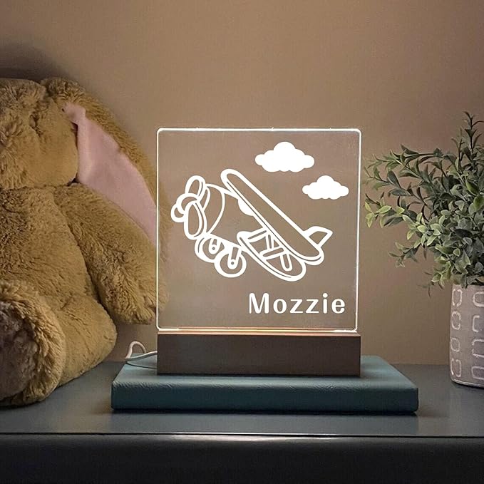 Airplane Night Light, Night Light, Custom Name Night Light, Kids Bedroom, Nursery Night Light, Personalized Night Light, Childs Playroom, Gift for Kids