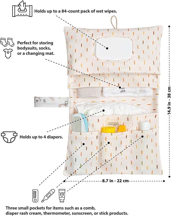 Baby Diaper Bag Organizer, Portable Baby Essentials Storage Pouch for Parents and Caregivers, Organizer Insert for Stroller and Handbag, Machine Washable (Bunny)