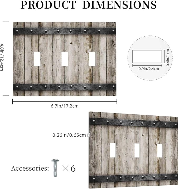 Vintage Retro Western Country Style Barn Cabin Teal Blue Wood 3 Gang Light Switch Cover Kitchen Old Oak Wooden Theme Decorative Triple Toggle Switch Wall Plate Electrical Faceplate Switch Face Plate