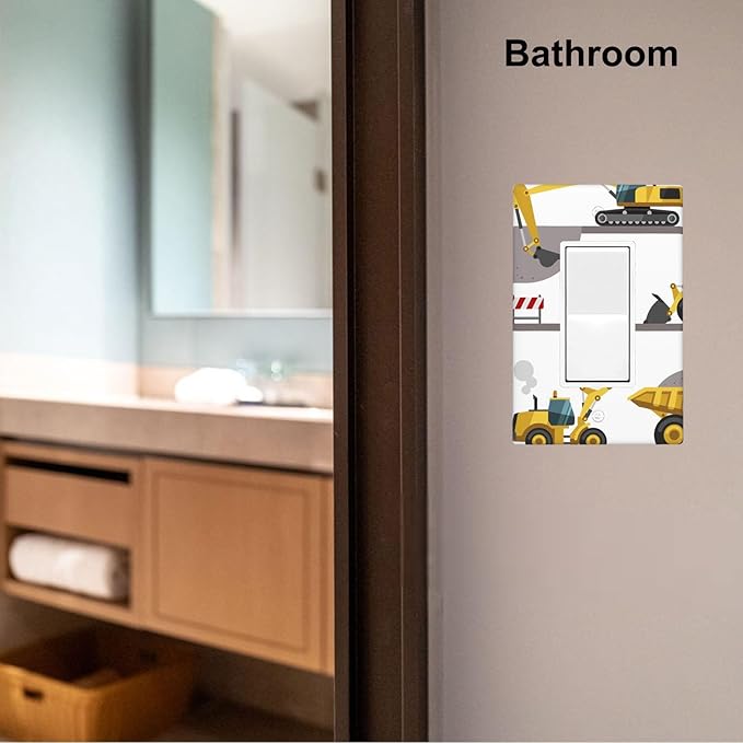 Construction Truck 1-Gang Rocker Wall Plate, Excavator Truck Vehicle Switch Plate for Boys Room, Kids Room & Playroom