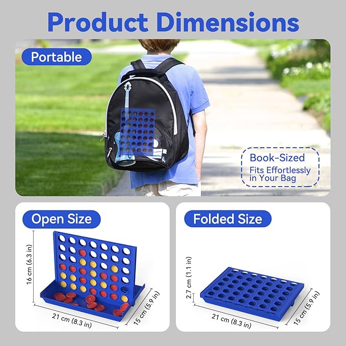 Pup Go Medium Size 4 in a Row Game for Kids Ages 3+, Classic Family Board Game for Kids & Adults, Perfect Educational Toy for Boys Girls, Portable 2-Player Strategy Games Foldable with 6 Spare Discs