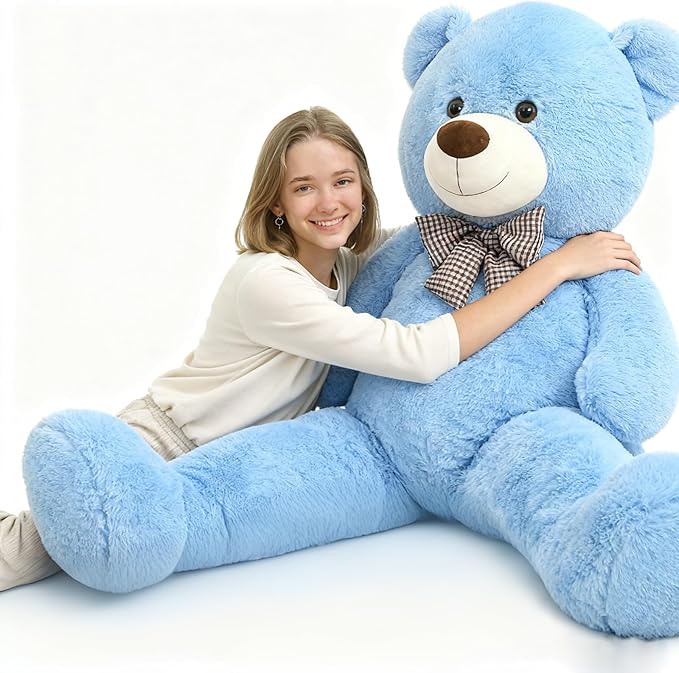 Toys Studio Big Blue Teddy Bear 47 Inch Giant Teddy Bear 4ft Tall, Stuffed Animal for Girls Women Christmas Valentine's Day Large Plush Toy for Kids Baby Shower Party Decorations