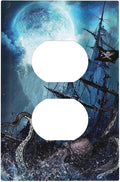 Moon Ocean Nautical Octopus 1 Gang Outlet Plate Covers Decorative Single Duplex Wall Plate Electrical Receptacle Light Switch Cover Electric Switchplate Country Decor