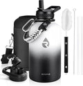 RAYMYLO Insulated Water Bottle 64 oz, Triple Wall Vacuum Stainless Steel (Cold for 48 Hrs), Leak Proof & Non-BPA, Half Gallon Water Flask Jug with Paracord Handle & Straw Spout Lids, White/Black
