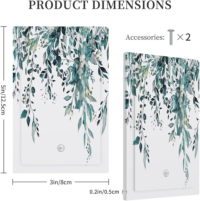Decorative Light Switch Cover Plate Green Eucalyptus Boho Olive Leaves Country Unique 1 Gang No Device Switch Plate Covers Blank Wall Plate Cover Switchplate Electrical Faceplate