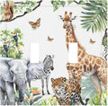 Elephant Giraffe Jungle Animals Leopard Zoo Decorative Switch Plates 2 Gang Double Toggle Outlet Light Switch Cover Wall Plate Electrical Faceplate for Kids Room Nursery Decor