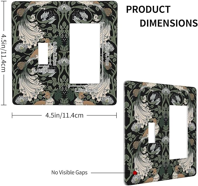 Outlet Covers William Morris Vintage Floral Plants And Birds 1 Toggle 1 Rocker Combination Decorative Wall Plate Light Switch Cover Plate Electrical Switch Plates for Bedroom Home Decor