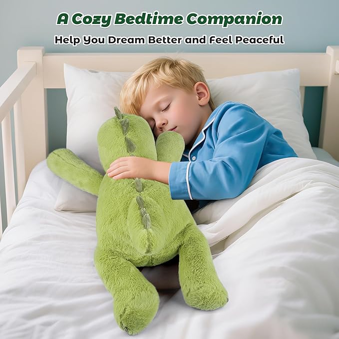 Bobbie & Laxi 16" & 4.5lbs Dinosaur Stuffed Animal, Sitting & Laying Weighted Stuffed Animals, Cuddly & Soft Weighted Dinosaur Plush for Adults & Kids, Dinosaur Gifts for Christmas & Valentine’s Day