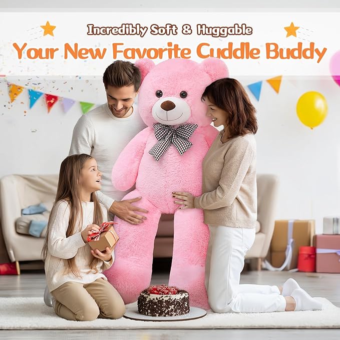 MorisMos Big Teddy Bear, 55inch Large Big Teddy Bear Plush, Lifesize Stuffed Animals Gifts for Girlfriend, Pink