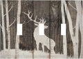 Vintage Wood Forest Deer Wildlife Animal Silhouette Decorative Switch Plates 3 Gang Wall Plate Triple Toggle Light Switch Cover Faceplate Electrical Wall Panels for Farmhouse Home Decor