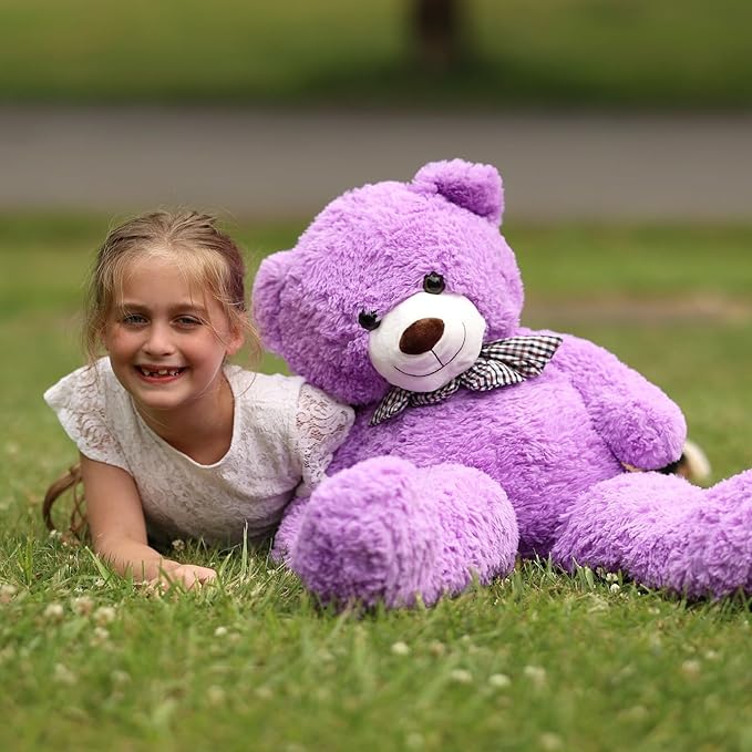 MorisMos Large Teddy Bear, 39inch Giant Teddy Bear Stuffed Animals Plush, Soft Big Bears for Girls Girlfriend, Purple