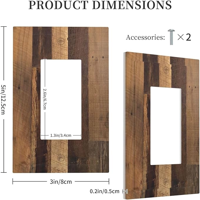 Decorative Outlet Covers Natural Wood Brown Wooden Planks 1 Gang Single Rocker Light Switch Cover Plate Wall Plates Gfci Faceplate For Farmhouse Cabin Decor