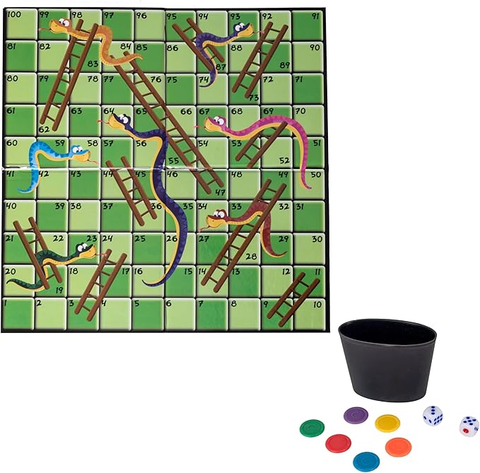 HTI Toys Traditional Games Snakes & Ladders Family Board Game Set