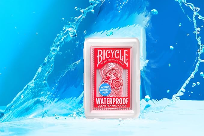 Bicycle Waterproof Playing Cards, Red Plastic Deck of Cards, Durable Plastic Cards for Pool, Beach, Camping & Party Games