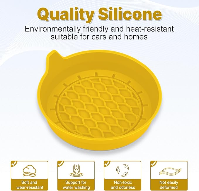 SINGARO Car Cup Holder Coaster, Silicone Cup Holder Insert, Universal Non-Slip Cup Holders, Car Accessories Interior for Women and Man 4 Pack Yellow