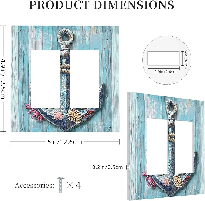 Decorative Outlet Covers Anchor Coastal Beach Nautical Coral 2 Gang Double Gfci Rocker Electrical Wall Panels Light Switch Cover Plate For Farmhouse Cabin Decor