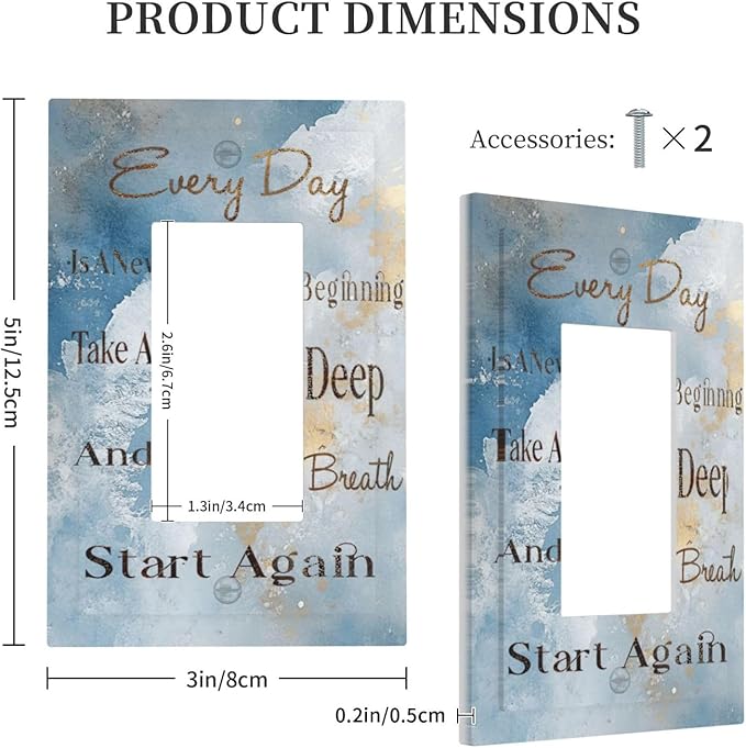 Decorative Outlet Covers Motivational Quotes Blue Abstract Texture 1 Gang Rocker Light Switch Cover Plate Single Wall Plates for Electrical Switch Plate Covers Faceplate for Home Decor