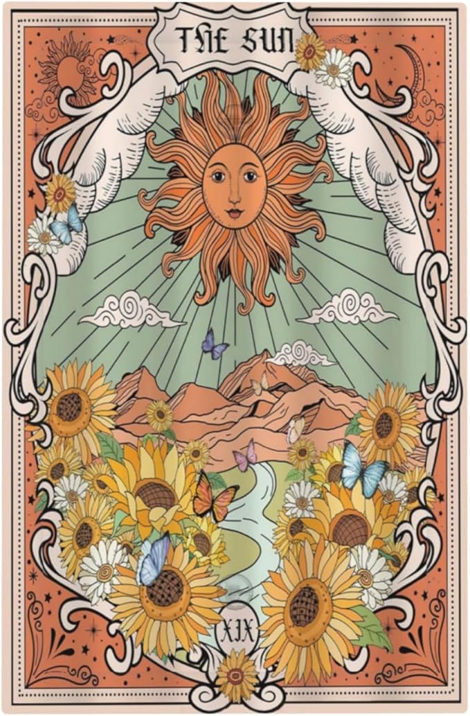 Boho Retro Sun Sunflower Vintage Flower Butterfly Light Switch Cover Plate 1 Gang No Device Blank Electrical Wall Plates Faceplate Decorative Switch Plate for Farmhouse Home Decor
