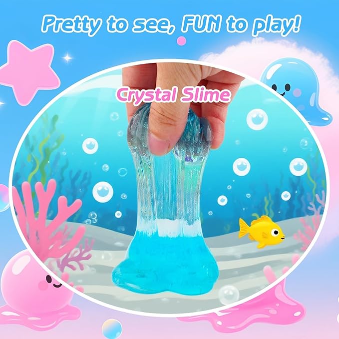 6 Pack Slime kit, Pink & Blue Slime for Kids, Butter Cloud Clear Slime Set Party Favors for Boys Girls Ages 8-12, Soft Sensory Toys Goodie Bag Stuffers, 4-10 Year Old Girl Birthday Gift