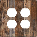 Vintage Board Rustic Brown Wood Texture Outlet Covers 2 Gang Double Duplex Decorative Light Switch Covers Electrical Wallplates Socket Faceplate for Farmhouse Home Decor