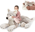 MaoGoLan Large Wolf Stuffed Animal for Boy, Giant Wolf Plush Toy for Girl, Stuffy Coyote for Kid, Realistic Stuffed Coyote Plush Pillow for Birthday Easter Gifts Baby Shower Party Decor, 47 inches