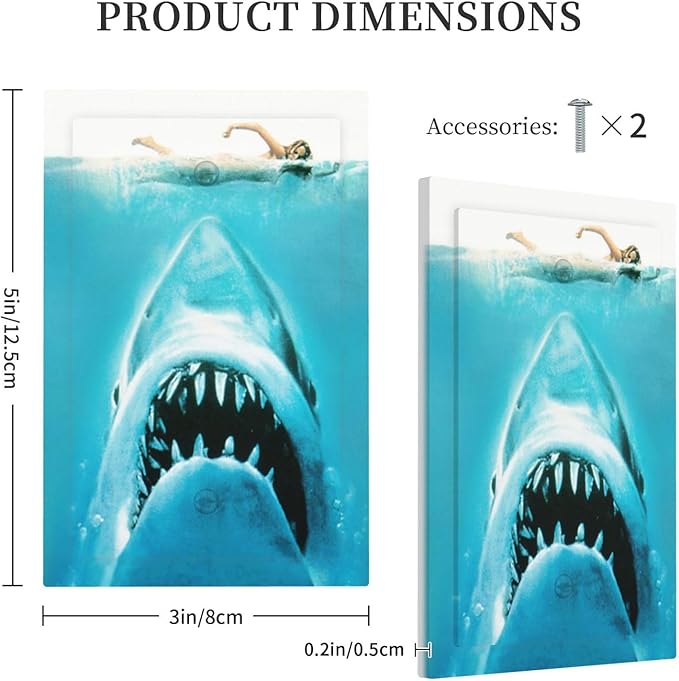 Beach Shark Oceanjaws Movie Vintage Look Light Switch Cover Plate 1 Gang No Device Blank Electrical Wall Plates Faceplate Decorative Switch Plate Covers for Bathroom Kids Room Decor