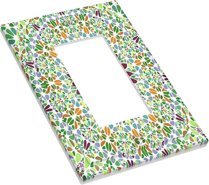 Mandala Flower Abstract Round Mosaic Floral Decorative Outlet Covers 1 Gang Single Rocker Light Switch Cover Plate Wall Plates GFCI Faceplate for Bedroom Living Room Decor