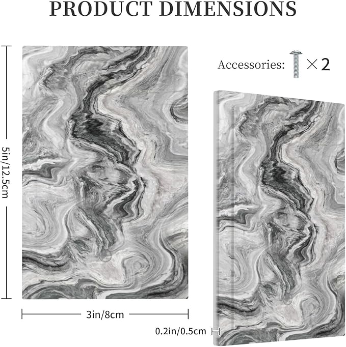 Beautiful Grey Marble Texture Simple Abstract Print Light Switch Cover Plate 1 Gang No Device Blank Electrical Wall Plates Faceplate Decorative Switch Plate for Bathroom Kitchen Decor
