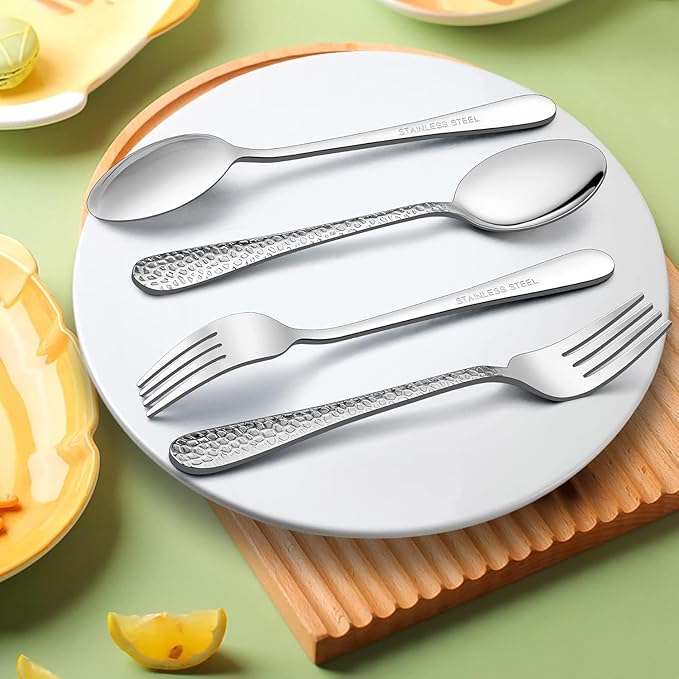 LIANYU 12Piece Kids Silverware Set, Includes 6 Kid Spoons, 6 Kid Forks, Stainless Steel Toddler Utensils Children Flatware Set, Child Preschooler Cutlery Set, Dishwasher Safe