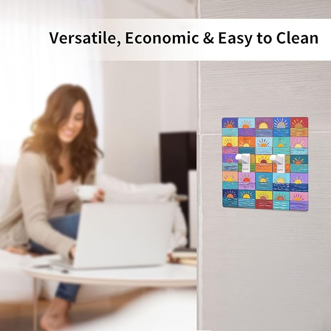 Sunrise Double Toggle Wall Plate Decorative 2 Gang Light Switch Covers Electrical Switchplate Home Decorate Faceplat for Bathroom Bedroom Kitchen Room 4.5 x 4.5 Inch